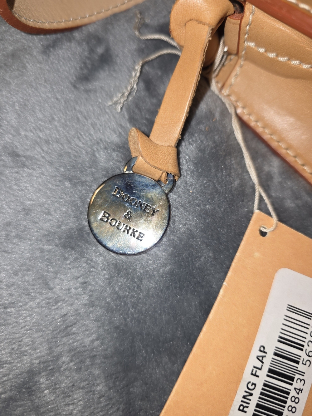 Dooney & Bourke Blue Logo Denim and Tan Leather Shoulder Bag - Picture 5 of 9